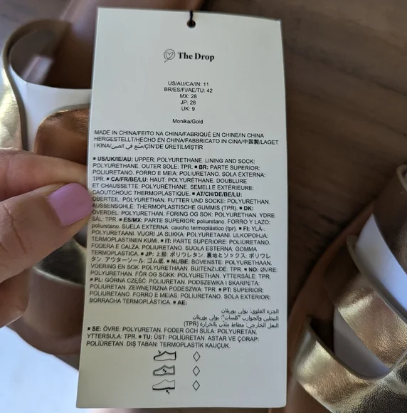 The Drop Monika Gold Faux Leather Sandals - Picture 6 of 10